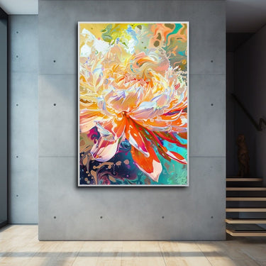 Abstract Flower Painting on Canvas